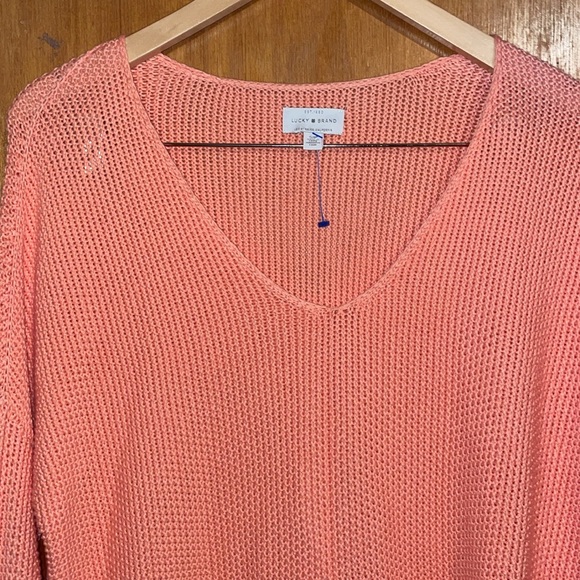 •LUCKY BRAND•NWOT CITRUS SUN ORANGE V NECK KNIT SWEATER SIZE SMALL - Picture 5 of 10